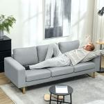 3-sits Soffa med Massiv Träram och Metallben, Ljusgrå