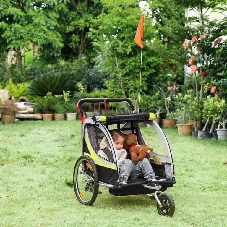 Barncykelvagn 2-i-1 Cykelvagn Gul Svart 142 x 75 x 101 Cm