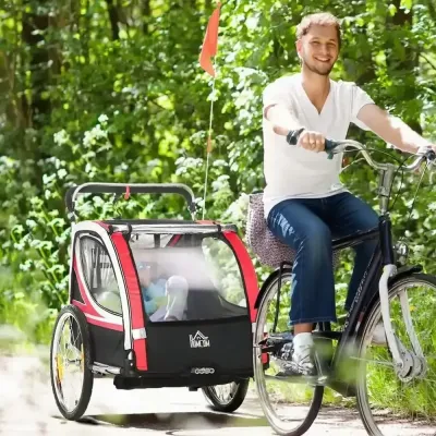 Cykelkärra för Barn 2-i-1 Säker Barnvagn 142 x 75 x 101 Cm