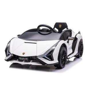 Barnelbil 12V, Lamborghini SIAN SUV, 2 Körlägen, Fjärrkontroll, Musik (MP3/USB), LED, 37–60 Månader, Vit, 108 x 62 x 40 cm