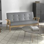3-sits Stoppad Soffa, Gummiträ, Grå, 154,5 x 69,5 x 73 cm