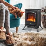 Elektrisk Kamin med Realistisk Flameffekt Fristående Eldstad med Överhettningsskydd 2 Värmelägen Svart 45 X 28 X 54 Cm 1000/2000 W