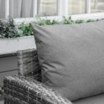 Lyxig Loungegrupp i Konstrotting 7 Delar, Stor Modulsoffa med Bord och Dynor, Väderbeständig Utemöbel för Terrass, Grå
