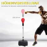 Stansboll Boxningssäck Röd av Plast och Metall för Träning Justerbar Höjd med Handskar 136-154 cm