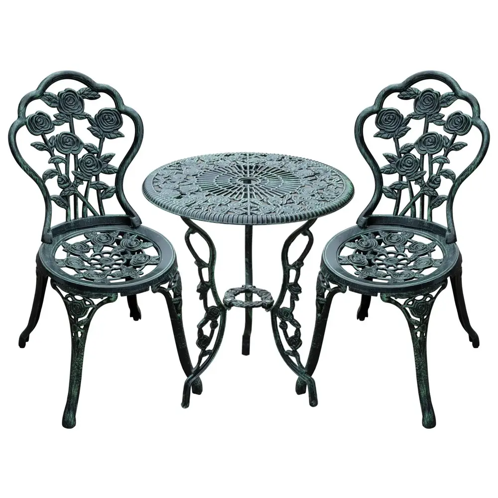 Bistroset 3 Delar Antikinspirerat Gjuten Aluminium Caféset