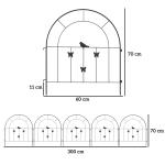 Trädgårdsstängsel i Stål 300x70 cm – Svart Dekorstaket för Trädgård, Hundar och Blomsterrabatter – Nätstaket med Toppvalv för Utomhusbruk