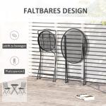 Balkongset i Metall 2 Personer, Kompakt Matgrupp med Bord och Stolar, Väderbeständig Design för Liten Yta, Svart