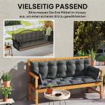 3-Sits Bänkdyna 180X110X8 Cm Bänkdyna Med Knytband, Sittdyna, Stolsdyna Utomhus/İnomhus, Sittdyna, Sittdyna, Bänkdyna För Trädgårdsmöbler, Verandagunga, Mörkgrå + Svart