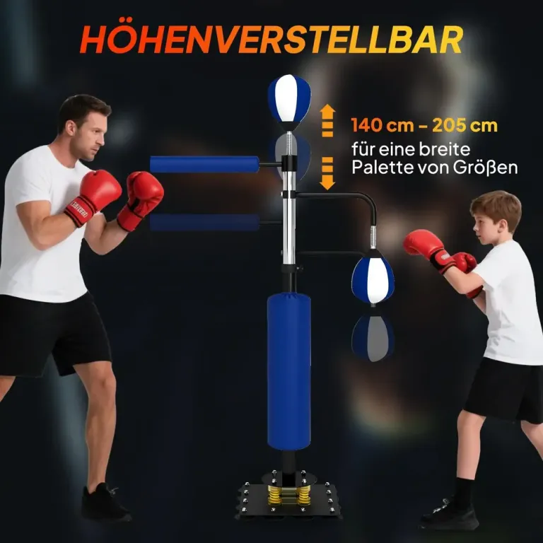 Boxningsställ med Speedball och Stång Blå Stål 205 cm