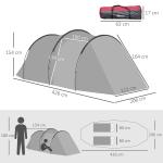 Tunneltält Campingtält Grå av Glasfiber och Polyester för Utomhusäventyr 2-3 Personer med Pinnar Vattentät 426 x 206 x 154 cm
