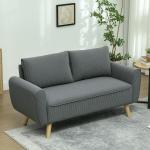 Soffa Loveseat 2-Sits Liten Soffa Mörkgrå av Manchester och Trä för Vardagsrum Modern Stoppad Soffa med Djupa Säten 145 x 75 x 78 cm