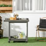 Serveringsvagn för Utomhusbruk, Rullbar Grillvagn med Handdukshållare, Praktisk Avlastningsyta för Trädgård, Natur, 87 x 50 x 80 cm