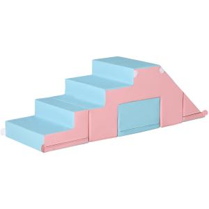 Mjuka Byggklossar Rutschkana 2-Pack, Lekset i Skum för Barn, Säker Klätterlek och Byggsats, Rosa/Blå, 12-36 månader