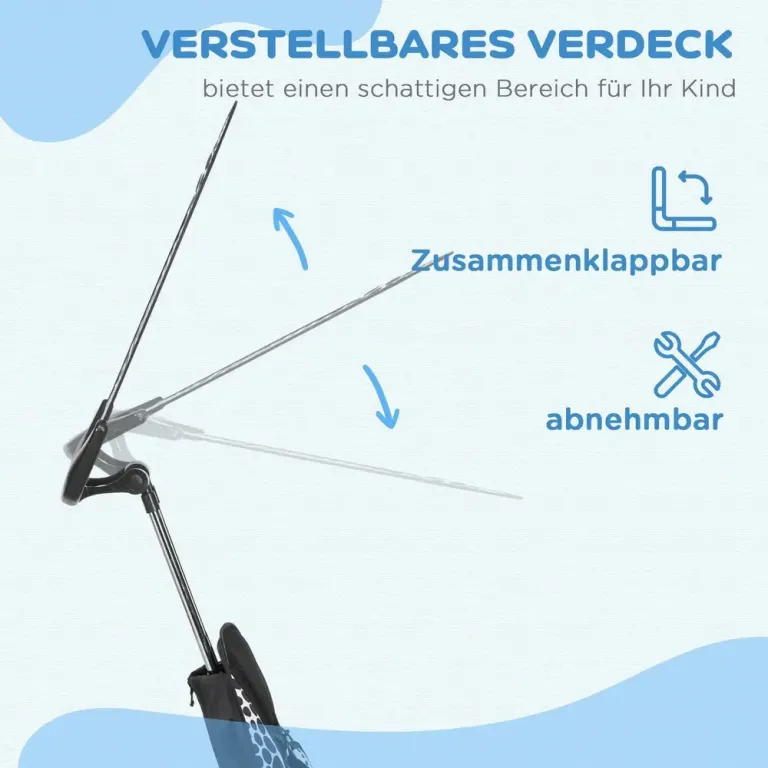 Trehjuling 6-i-1 med Föräldrahandtag, Vit