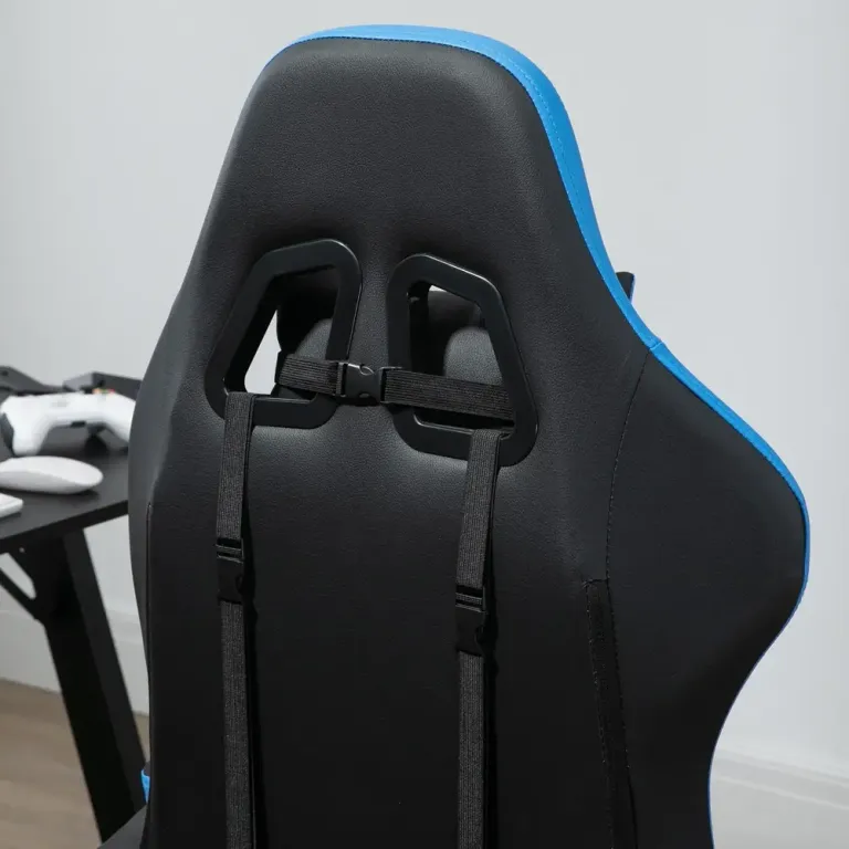 Gamingstol Skrivbordsstol Blå Svart av Konstläder för Spel