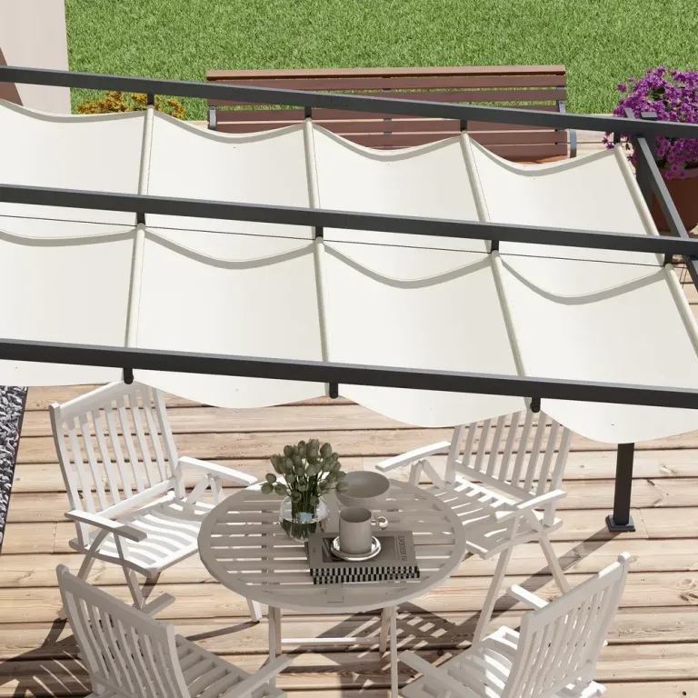 Gazebo Pergola Kräm av Stål och Tyg Vindtät 3 x 3 m