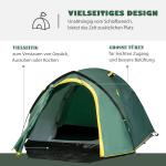 Kupoltält för 2-3 Personer, Lätt Campingtält med Glasfiberstänger, Vattentät Design för Festival och Vandring, Grön/Gul, 325 x 183 x 130 cm