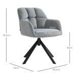 Fåtölj Loungestol Grå av Sammetslook och Metall för Vardagsrum Vridbar Stol med Armstöd