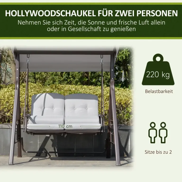 2-Sitsig Hammock med Soltak 162 x 118 x 173 cm