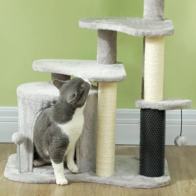 Klösträd Klöspelare Ljusgrå av Sisal och Plysch 87 cm