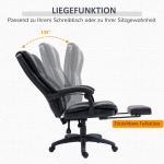 Ergonomisk Kontorsstol med Fotstöd, Bekväm Skrivbordsstol med Massage och Vibration, Höj- och Sänkbar Arbetsstol, Svart, 68,5 x 68,5 x 119-127 cm