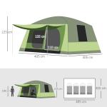 Stort Familjetält för Camping Kupoltält 2 Sovkabiner och Allrum Vattentät 4-8 Personer Grå Orange 405 X 305 X 225 Cm