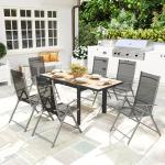 Trädgårdsbord Balkongbord Utdragbart Natur av Aluminium ve Trä för Terrass ve Camping Matbord för 6 Personer 80/160 x 80 cm