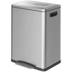 Papperskorg/Soptunna med Fotpedal, Rostfritt Stål, 2 x 20 L Fack, Silver