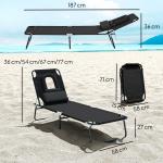 Solsäng Prisvärd Svart Metall för Trädgård och Strand Hopfällbar Design med Ansiktshål och Kuddar för Avkoppling och Sol