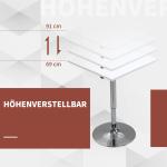 Höjdjusterbart Barbord, 360° Vridbart, Reptåliga Fötter, Stabil Metallbas, Vit