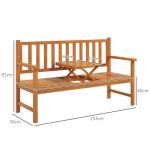 Trädgårdsbänk Parkbänk Ljusbrun av Trä för Balkong och Terrass 3-Sits Bänk med Bord och Armstöd 280 kg 153 x 56 x 91 cm