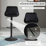 Barstolar i Sammet 2-Pack, Justerbara Köksstolar med Ryggstöd och Fotstöd, Elegant Design för Bar och Kök, Svart, 46 x 48 x 83-104 cm