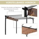 Pergola med Justerbart Tak, Modern Trädgårdspaviljong i Aluminium, Skapar Skugga och Rumskänsla på Uteplatsen, Grå/Brun, 3 x 4 m