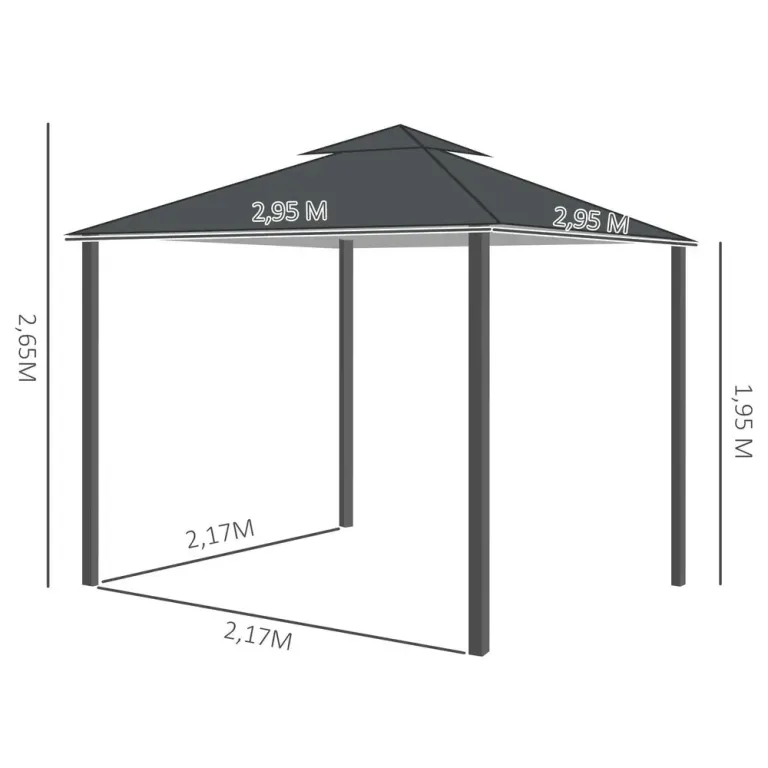 Trädgårdspaviljong med Dubbeltak Partytält 4 3 x 3 m