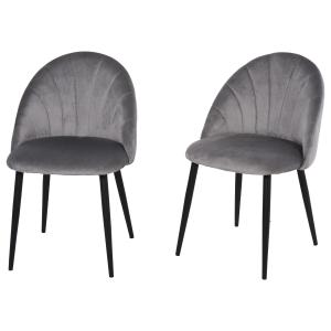 Matsalsstolar 2-Pack Köksstolar Skandi Design Stoppad Stol Sammet och Metall Grå 52 X 54 X 79 Cm