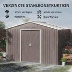 Verktygsbod Redskapsbod med Sadeltak Ljusgrå av Galvaniserat Stål för Bakgård Väderbeständigt Skjul med Skjutdörr 4,9 m² 277 x 195 x 192 cm
