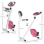 Hopfällbar Motionscykel (X-Bike), Kompakt Träningscykel med 8 Motståndsnivåer, Perfekt för Hemmaträning med Liten Yta, Rosa/Vit, 43 x 97 x 109 cm