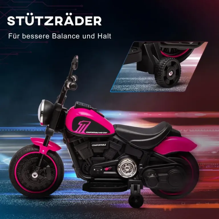 Elmotorcykel Elbil för Barn Rosa av Metall och Plast