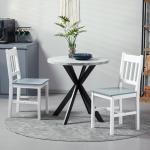 Set med 2 Köksstolar, Massivt Trä, Vit, 41 x 46,5 x 85,5 cm