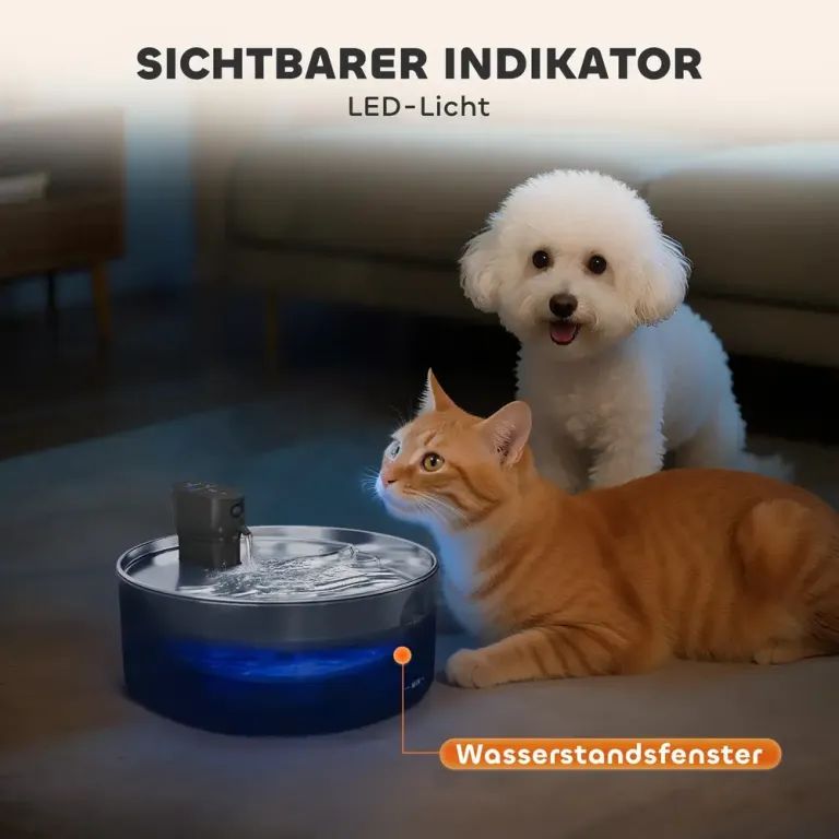 Kattdricksfontän 7 L med Tyst Pump LED 30,6x30,6x17,2 Cm
