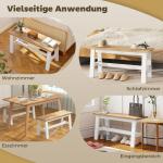 Bänk för 2 i Eklook med Stabiliserande Tvärstång för Vardagsrum och Matsal, Vit