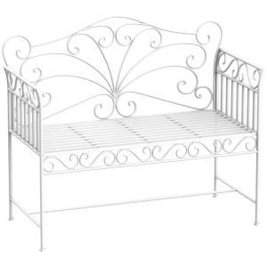 Trädgårdsbänk Vit Metall Dekorativ 2-Sits Soffa för Trädgård och Uteplats Vintage-Design Slitstark 100 Cm