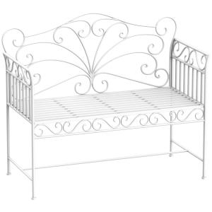 Trädgårdsbänk Vit Metall Dekorativ 2-Sits Soffa för Trädgård och Uteplats Vintage-Design Slitstark 100 Cm