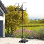 Basketkorg Basketstativ Svart av Stål för Utomhusbruk Höjdjusterbar med Stativ och Hjul Basketsystem 295-365 cm