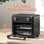 Miniugn Kompakt Svart Metall med Timer och Belysning för Kök Varmluft Temperaturkontroll Enkel Rengöring 10 Liter