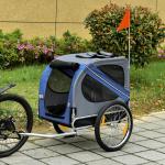 Cykelvagn för Hundtransport Rymlig Hundkärra med Regnskydd och God Ventilation Blå 130 X 73 X 90 Cm