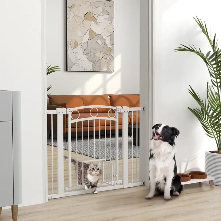 Säkerhetsgrind Trappgrind Vit av Stål för 76-104 cm