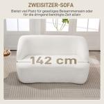 2-sits Välvd Klädd Soffa med Fleeceöverdrag för Vardagsrum, Sovrum och Hemmakontor, Krämvit