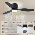 Takfläkt med Lampa och Fjärrkontroll, 3 Ljusfärger, 6 Hastigheter, Dimbar, Svart