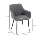 Matsalsstolar i Linnetyg 2-Pack, Bekväma Kökstolar med Armstöd och Metallben, Modern Design för Matplatsen, Mörkgrå, 59,5 x 56,5 x 81 cm